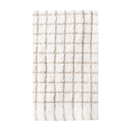 RITZ Classic Check Dish Cloth 100% Cotton Terry Natural/Taupe 23200